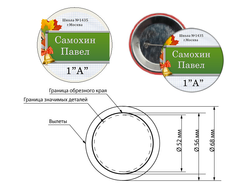 Схема для изготовления значков 56 мм на День Росии