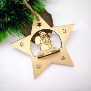 Елочная игрушка Звезда с Дедом Морозом